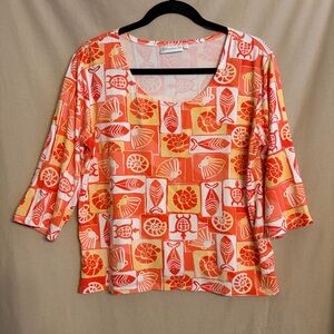 Lulu B Women’s M Beach-themed Short-sleeved Orange/Yellow Top